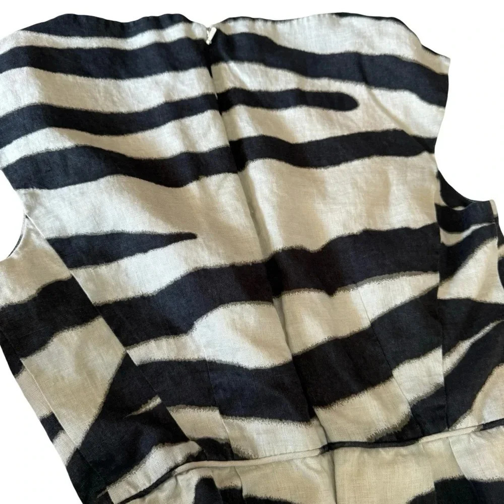 Banana Republic || Linen Safari Resort Zebra Print Dress Sz 4 - Picture 3 of 7